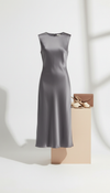 Graphite Silk Midi Dress