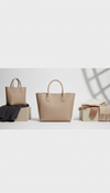 Stone Beige Leather Structured Tote